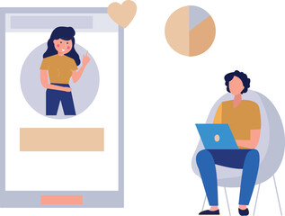 Boy and girl talking online.