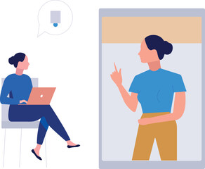 The girl is having an online meeting.