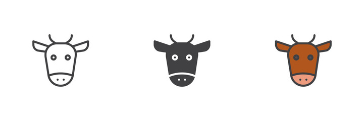 Cow different style icon set