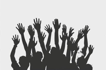 Group of people celebrating or expressing joy with arms up, suitable for various events and themes