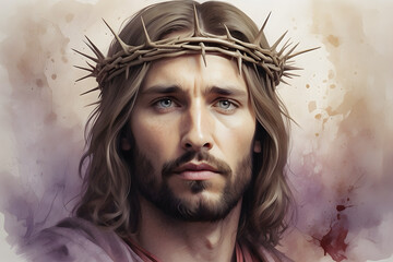 Jesus Christ wearing a crown of thorns as a sacrifice