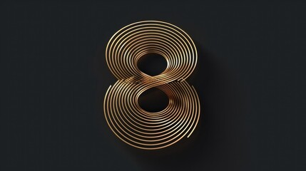 A simple design featuring the number 8 in gold on a black background
