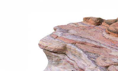 multi-colored rock cliffs isolated on white background with clipping path.