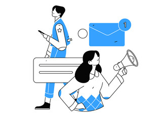 Notification announcement vector creative flat hand drawn illustration
