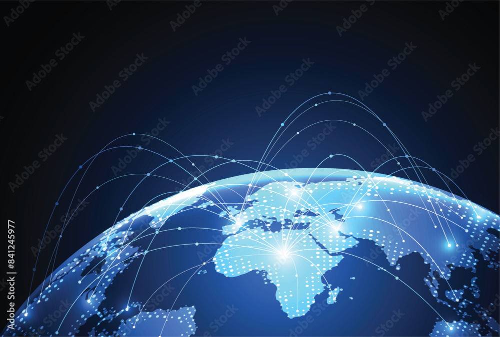 Poster global network connection. world map point and line composition concept of global business. vector i