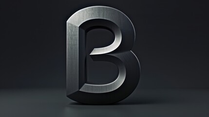 A close-up of a metal letter B against a dark background