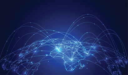 Global network connection. World map point and line composition concept of global business. Vector Illustration