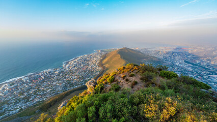 Panoramic view of Signal Hill with Sea Point on the left and Cape Town City Centre on the right, Cape Town, South Africa