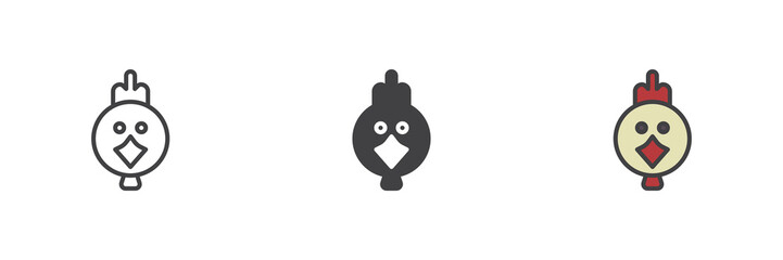 Chicken, hen different style icon set