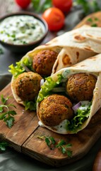Falafel wrapped in delicious tzatziki sauce