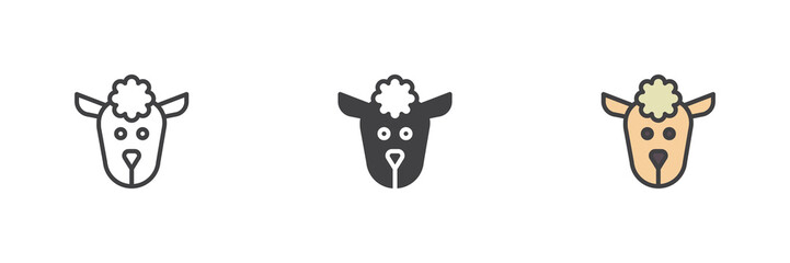 Sheep head different style icon set