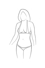 woman bikini panties black and white drawing