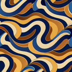 Seamless pattern of minimalistic waves or curves, gently flowing across the design to create a serene and calming visual effect, Generative AI