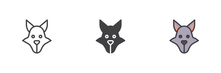 Wolf head different style icon set