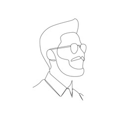 World Beard Day continuous line design element. eps 10.