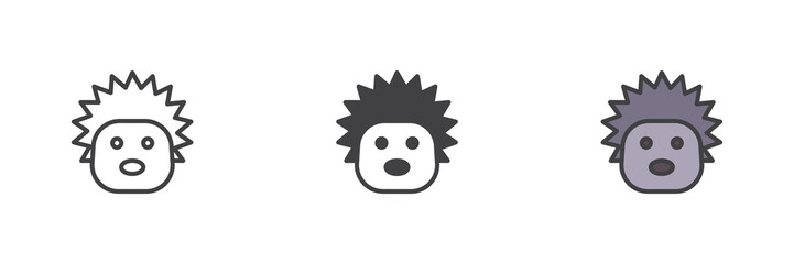 Hedgehog head different style icon set