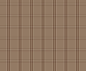 Plaid fabric pattern, brown, yellow, seamless for textiles, and for designing clothing, skirts, pants or decorative fabric. Vector illustration.