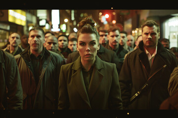 Obraz premium a group of people standing in a crowd