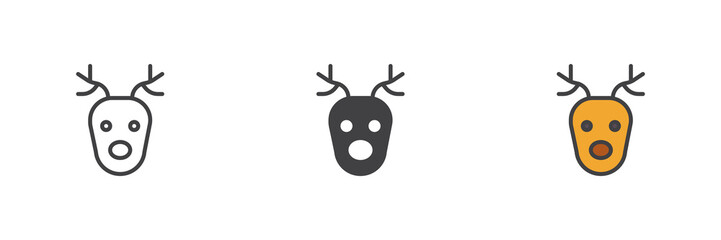 Reindeer head different style icon set