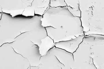 Obraz premium Cracked White Wall Texture - Urban Decay
