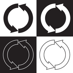 conceptual solid icon of recycle. isolated black and white background