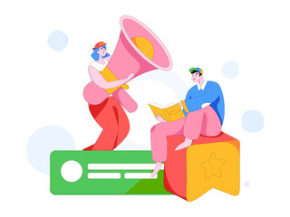 Notification announcement vector creative flat hand drawn illustration
