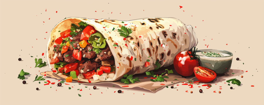 Shawarma kebab. vector simple illustration