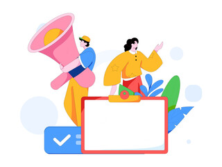 Notification announcement vector creative flat hand drawn illustration
