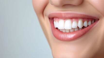 Obraz premium Perfect healthy teeth smile of a woman isolated on a white background.