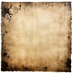 Naklejka premium Sheet of aged paper stained with black ink, background, copy space.
