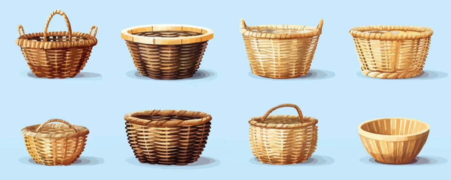 A set of baskets with different sizes and shapes