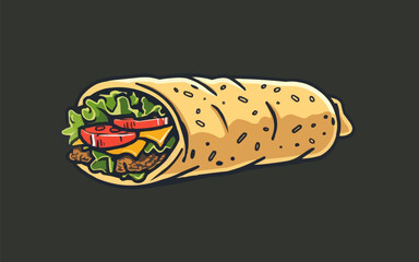 Shawarma kebab logo design. Vector label for turkish and arabic fast food restaurant. vector simple illustration