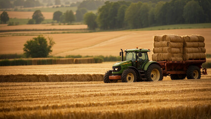 Obraz premium The Journey of Hay Bales/ Follow the lifecycle of hay bales from the lush green fields of summer to their golden hues in autumn