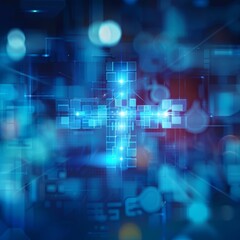 Fototapeta premium medical, science- technology blurred futuristic background, light blue and white 
