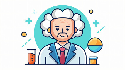 professional scientist cartoon in illustration style