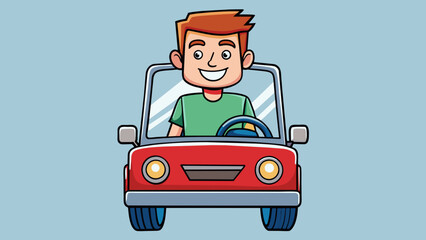 happy man ride a car vector illustration