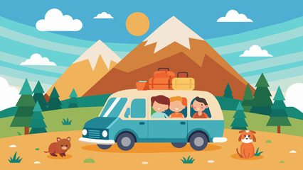 happy family road trip on a car