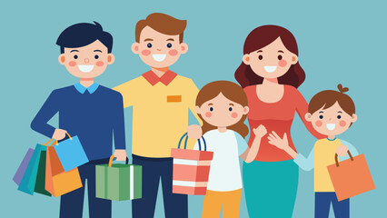 happy family doing shopping vector illustration