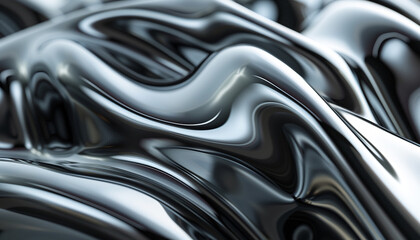 Silver chrome liquid metal waves background