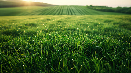 Obraz premium Lush green lawn extending endlessly.