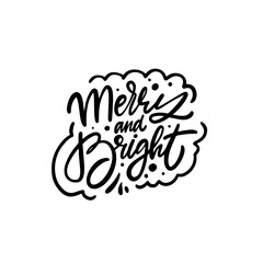 Handwritten Merry and Bright Holiday Greeting Card Design, Typography, Festive Decoration
