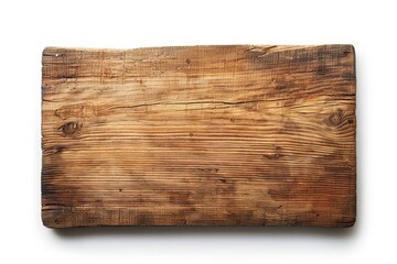 A blank wooden sign hanging on a rustic wall background