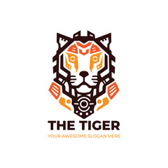 Futuristic Monogram Tiger Logo Design