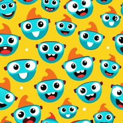 Seamless pattern of small sunglasses with cheerful expressions, Generative AI