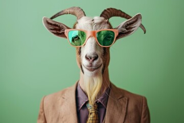 Goat in suit and sunglasses