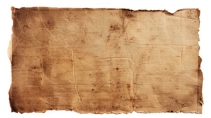 Vintage brown cardboard paper sheet on white background with space for design elements