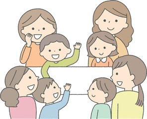 ママ友同士で交流をしているイラスト