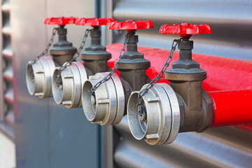 Fire piping system with fire hydrants on it.