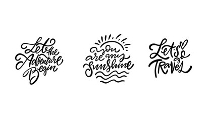 Handcrafted quotes inspiring travel and positivity in calligraphy and typography