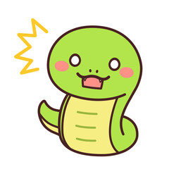 驚く巳のかわいいキャラクター　イラスト素材